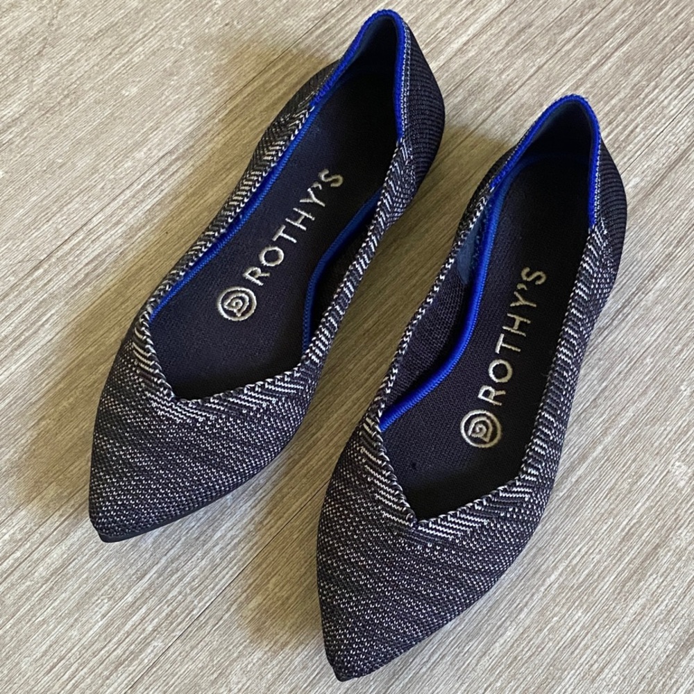 Rothy's The Point Black and White Flats Size 5